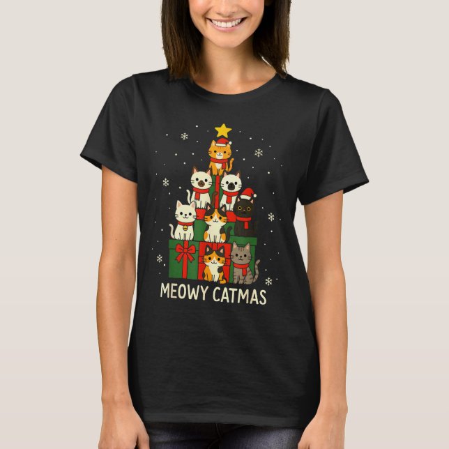 T-shirt Kids Men Women Meowy Catmas Funny Christmas Cats C (Devant)