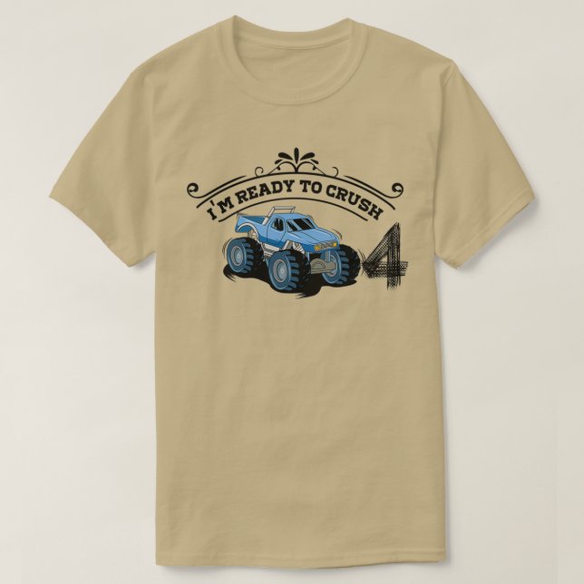 T-shirt Kids Monster Truck 4th Birthday Funny funny gift (Design devant)