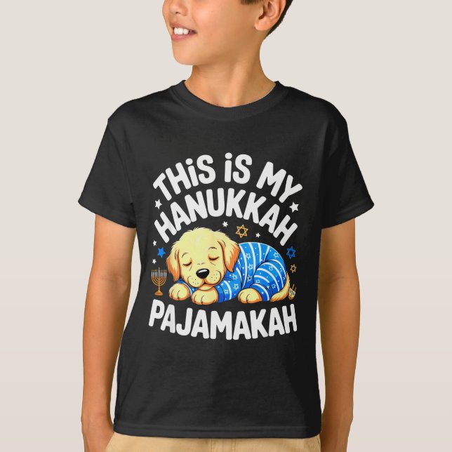T-shirt Kids My Hanukkah Pajamas Pajamakah Puppy Hanukkah  (Devant)