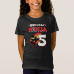 T-Shirt Kids Ninja Birthday Party Gift - 5 Year Old<br><div class="desc">This Birthday Ninja 5 design features the Ninjutsu Japanese symbol,  a half-tone comic style background,  and a cartoon ninja karate kick graphic that your 5 year old birthday ninja boy or girl will LOVE!</div>