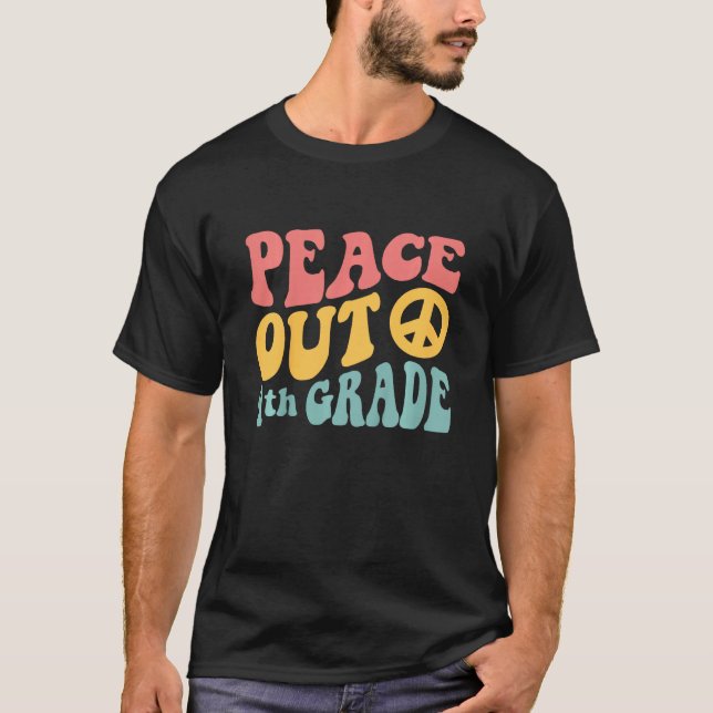 T-shirt Kids Peace Out 4th Grade  Retro 70 s Last Day Of 4 (Devant)