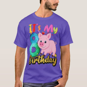 T-shirt Kids Pig 8th Birthday 8 Years Old Pig Birthday Pre