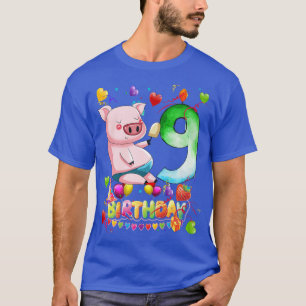 T-shirt Kids Pig Birthday Party 9 Year Old Boy 9th Pig Bir