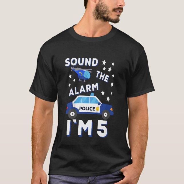 T-shirt Kids Police Helicopter Sound L'alarme Je suis 5 Po (Devant)