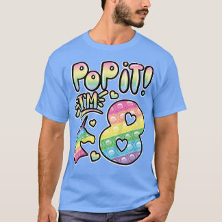 T-shirt Kids Pop It 8th Birthday Girls Boys 8 Years Old Fi