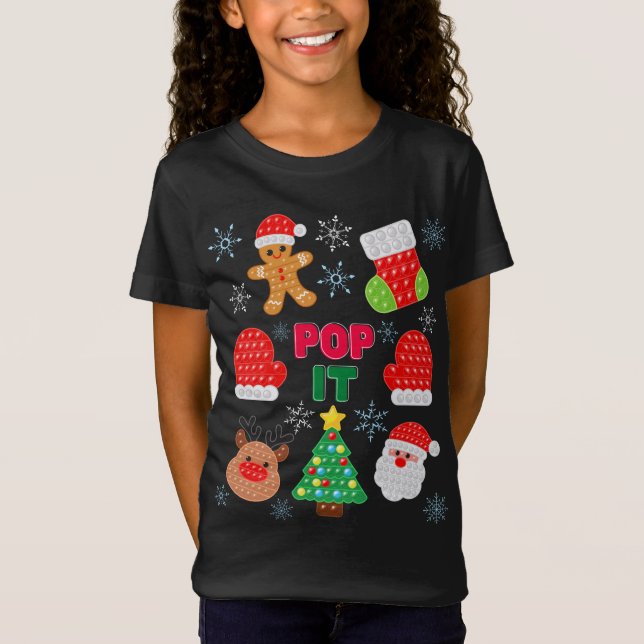 T-Shirt Kids Pop It Christmas Père Noël Reindeer Fidget To (Devant)