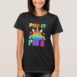 T-shirt Kids Pop It I'm 8th Birthday Décorations Unicorn F