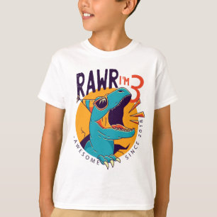 T-shirt Kids Rawr I'm 3 3e anniversaire T Rex Dinosaur Cad