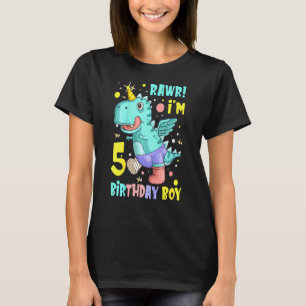 T-shirt Kids Rawr Im 5 5Anniversaire Boy Trex Dinosaur Bir