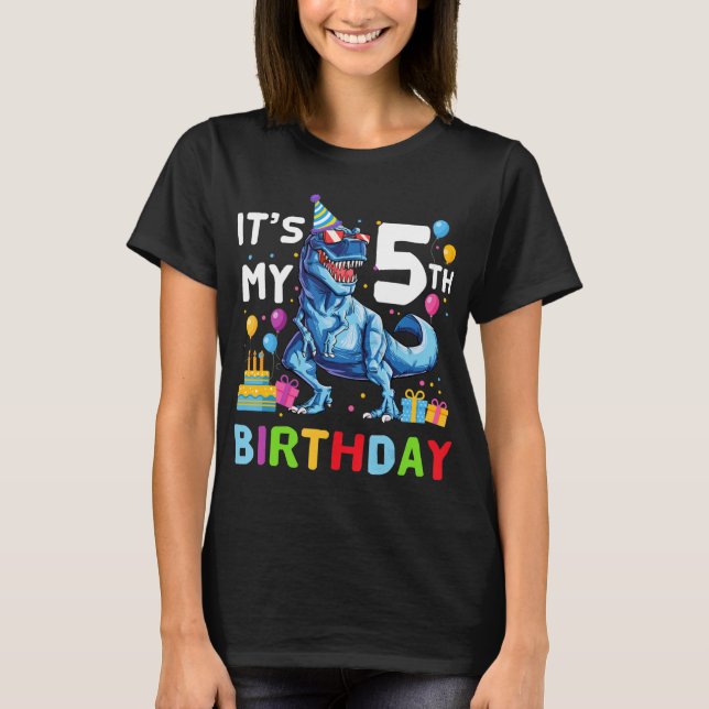 T-shirt Kids Rawr I'm 5 5th Birthday T Rex Dinosaur Party (Devant)