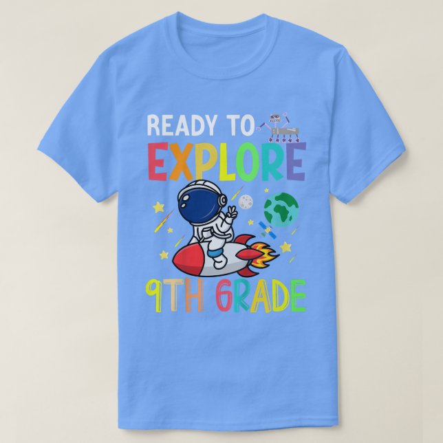 T-shirt Kids Ready To Explore Ninth Grade Astronaut Back T (Design devant)