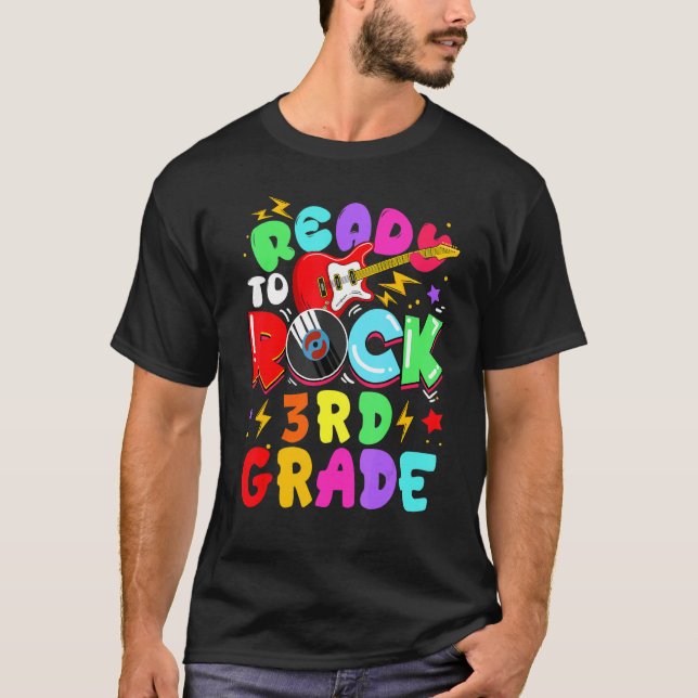 T-shirt Kids Ready To Rock 3rd Grade Guitar Back To School (Devant)