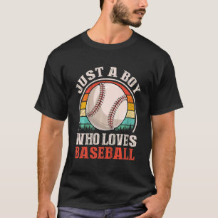 T-shirt Kids Retro Just A Boy Who Loves Baseball Fan Tees