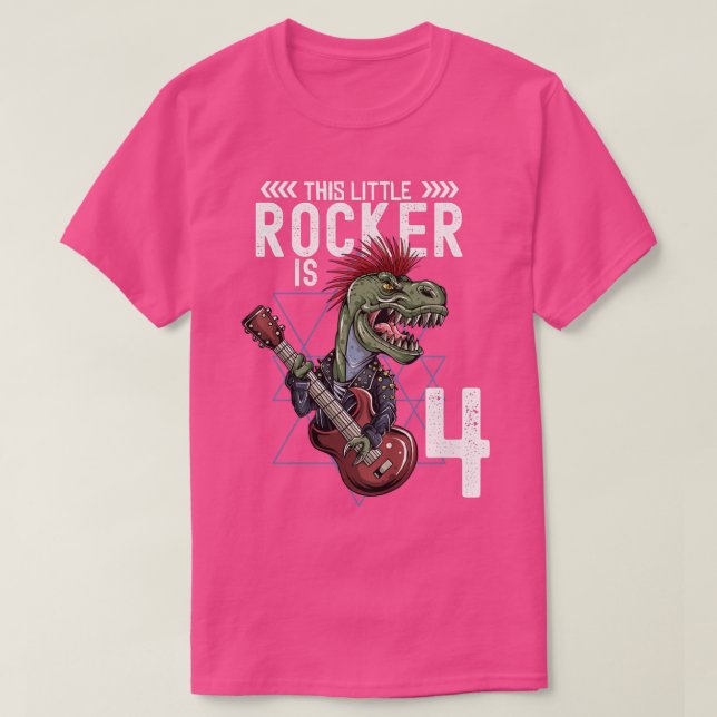 T-shirt Kids Rock and Roll Music T Rex Dinosaur 4e anniver (Design devant)