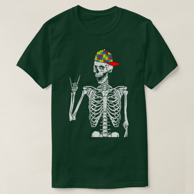 T-shirt Kids Rock N Rouleau Skeleton Sensibilisation sur l (Design devant)