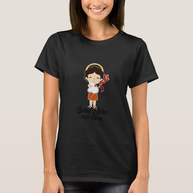T-shirt Kids Saint John Pray For Us Catholic Baby Baptism  (Devant)