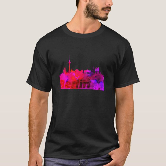 T-shirt Kids Skyline Berlin Allemagne Capital Watercolor L (Devant)