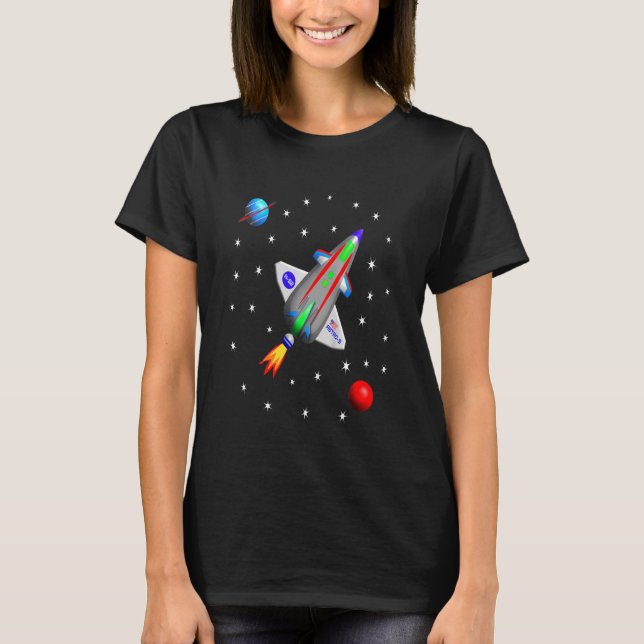 T-shirt Kids Spacship Rocket Système solaire Science graph (Devant)