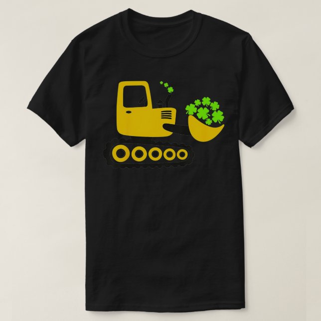 T-shirt Kids St Patrick's Day Shamrocks Ecavator Digger Bo (Design devant)