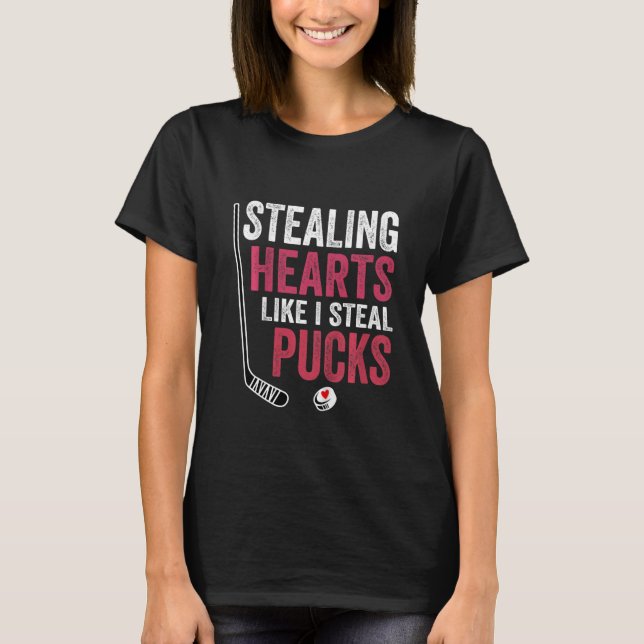 T-shirt Kids Stealing Heart Like I Steal Pucks Valentines  (Devant)
