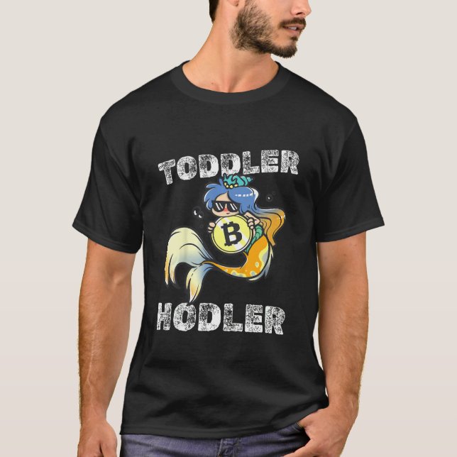 T-shirt Kids Toddler Hodler Bitcoin Mermaid with Sunglasse (Devant)