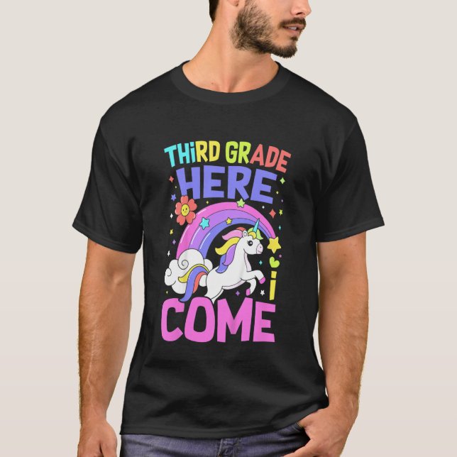 T-shirt Kids Unicorn  Teacher Students Third Grade Back To (Devant)