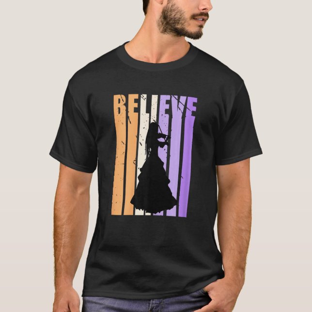 T-shirt Kids Youth Retro Violin Believe Practice Plays The (Devant)