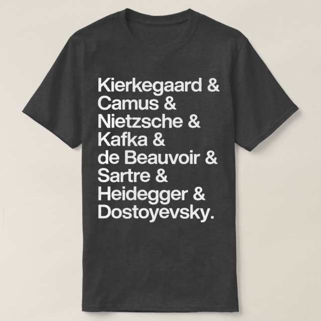T-shirt Kierkegaard Camus Nietzsche Kafka de Beauvoir Sart (Design devant)
