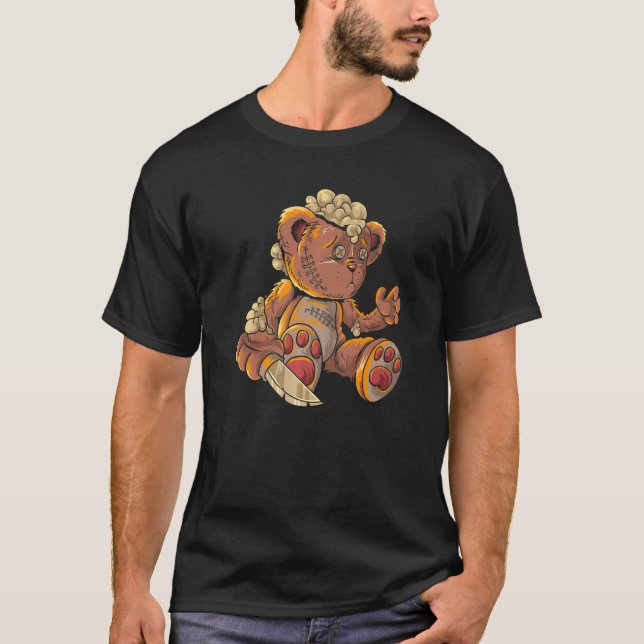 T-shirt Killer Teddy Bear Lazy Halloween Costume d'effroi  (Devant)
