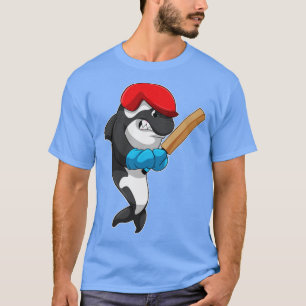 T-shirt Killer whale at Cricket with Cricket bat 