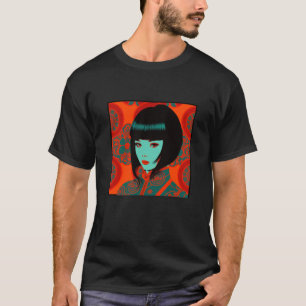 T-shirt Kimono Femme Rétro Japonais Samurai Geisha Vintag