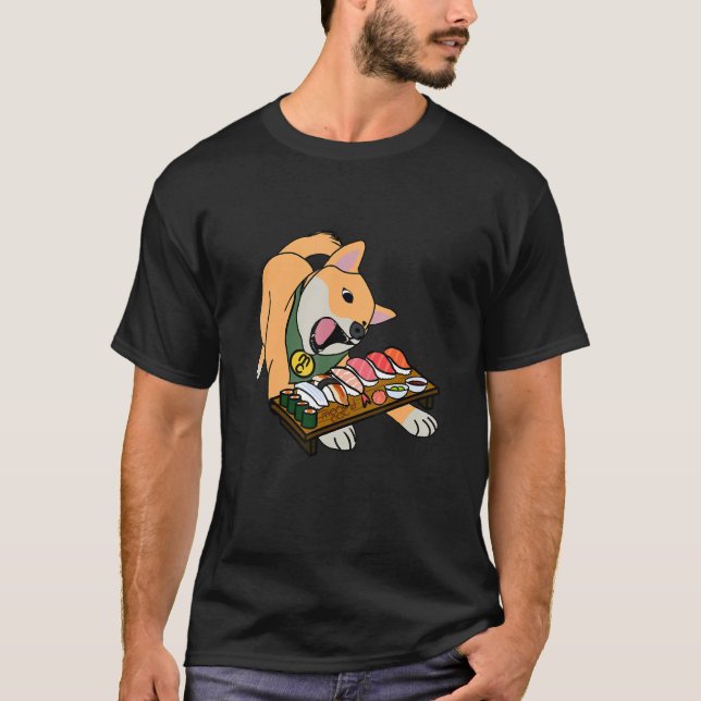 T-shirt Kinako mangeant du sushi (Devant)