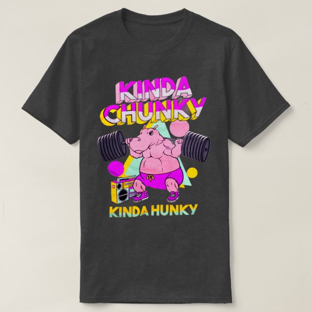 T-shirt Kinda Chunky Kinda Hunky Bodybuilding Gym Long Sle (Design devant)