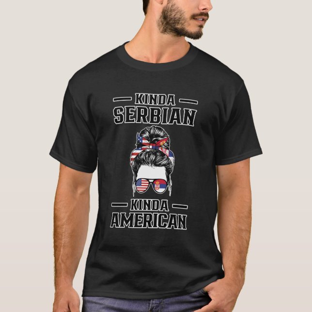 T-shirt Kinda serbe Kinda Américaine Serbie (Devant)