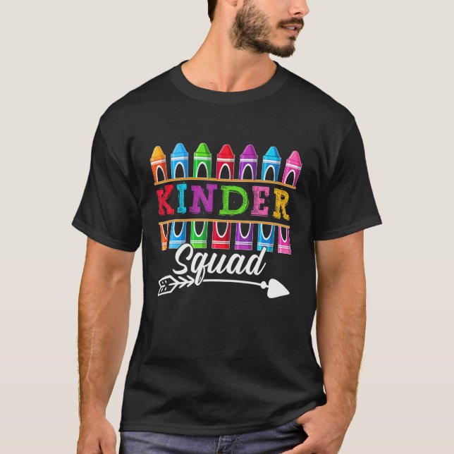 T-shirt Kinder Crew Funny Kindergarten Enseignant 1Er Jour (Devant)
