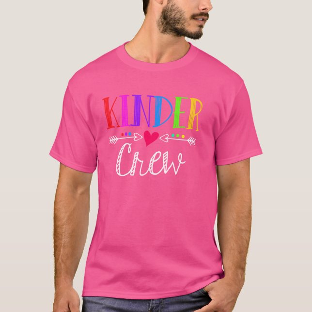 T-shirt Kinder Crew Funny Kindergarten Enseignant 1er Jour (Devant)