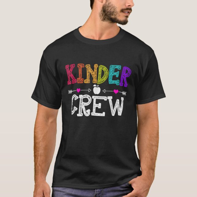 T-shirt Kinder Crew Funny Kindergarten Teacher 1St Day Of (Devant)