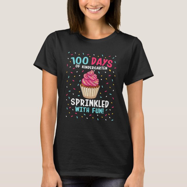 T-shirt Kindergarten 100 Days Of School Girls Sprinkled Fu (Devant)