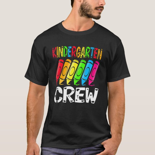 T-shirt Kindergarten Crew Back To School Crayon Teacher St (Devant)