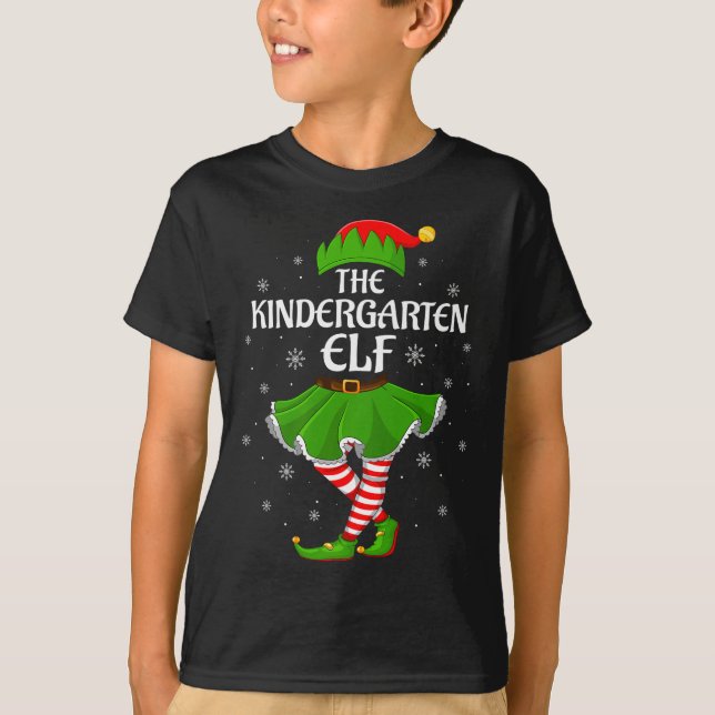 T-shirt Kindergarten Elf Christmas Family Girls Women Elf  (Devant)