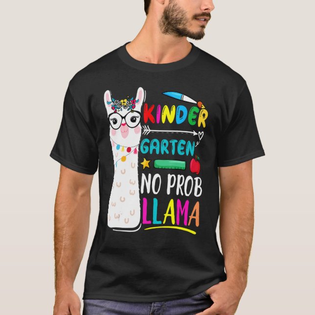 T-shirt Kindergarten No Prob Llama Teacher Back To School  (Devant)