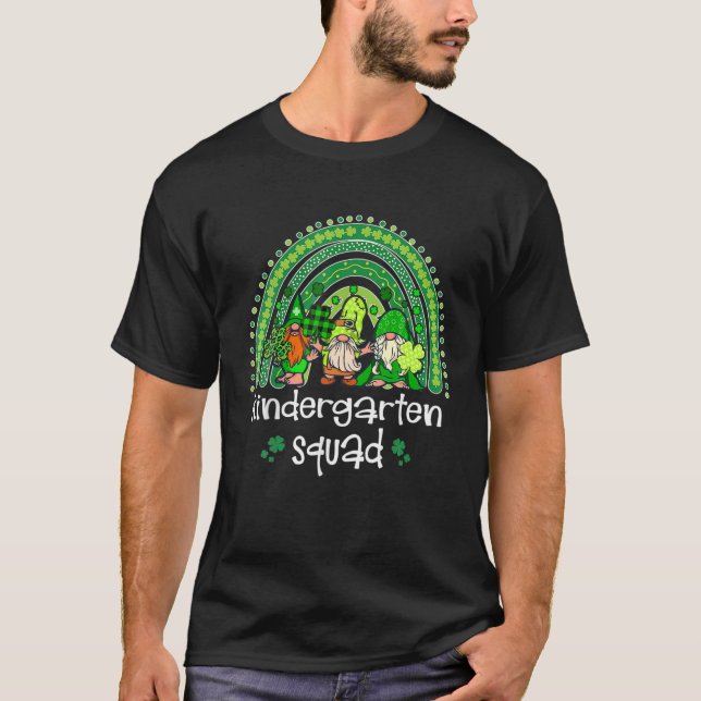 T-shirt Kindergarten Squad Rainbow Gnome Happy St patrick (Devant)