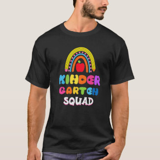 T-shirt Kindergarten Squad Teacher School Rainbow Women Ki