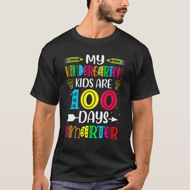 T-shirt Kindergarten Teacher 100 Days Smarter 100th Day Of (Devant)
