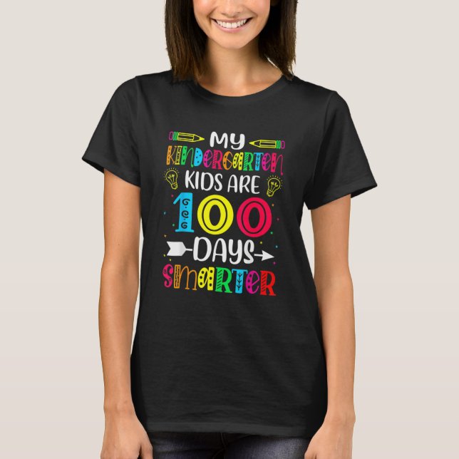 T-shirt Kindergarten Teacher 100 Days Smarter 100th Day Of (Devant)