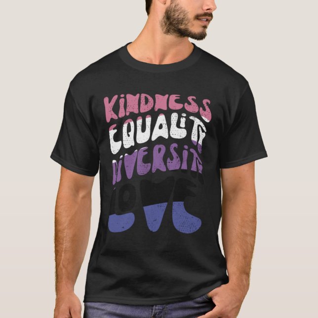 T-shirt Kindness Equality Love Genderfluide (Devant)