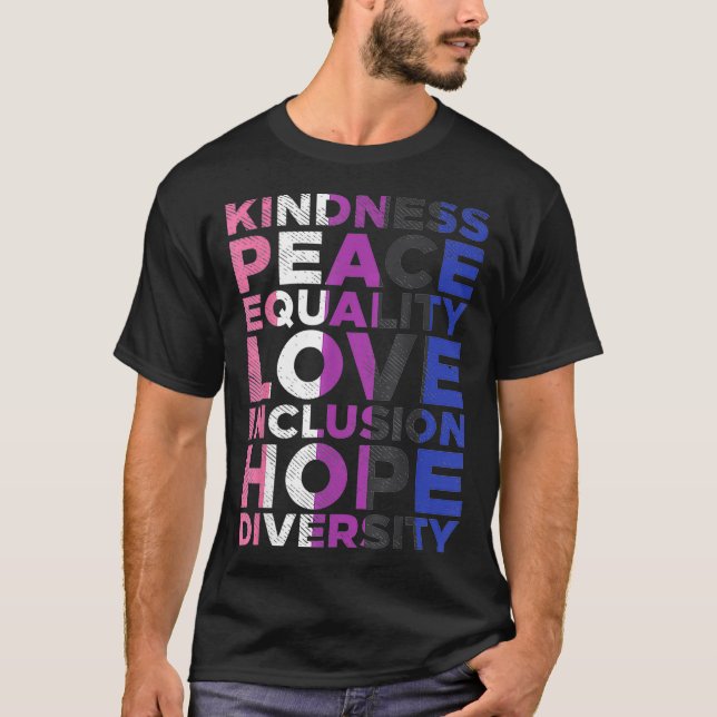 T-shirt Kindness Equality Love LGBTQ Genderfluide Drapeau  (Devant)