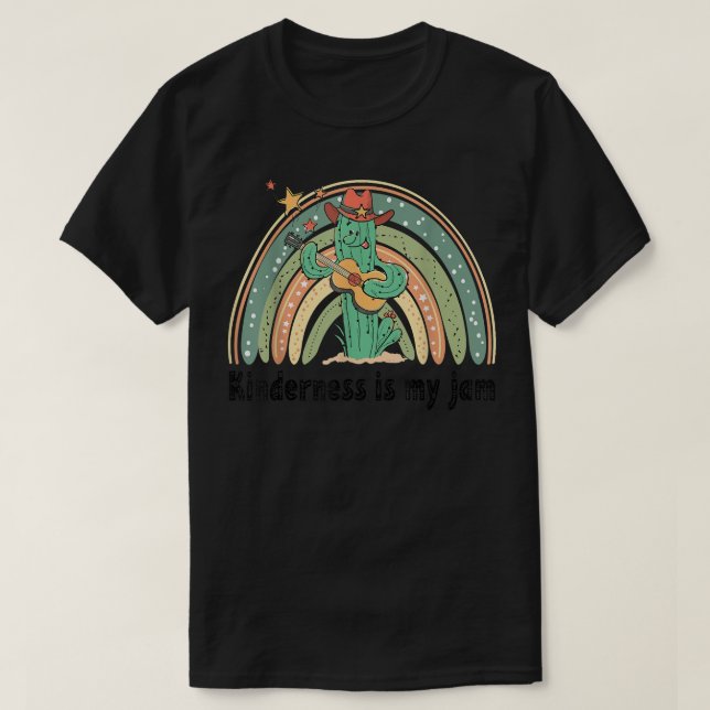T-shirt Kindness Est Mon Jam Cactus Jouer Guitare Arc-En-C (Design devant)