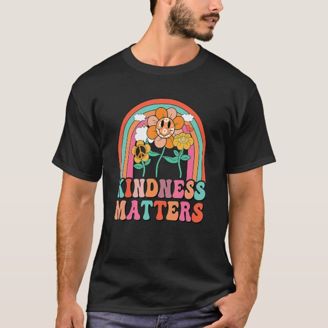 T-shirt Kindness Matt Be Kind Rainbow Floral Hippie Unit (Devant)