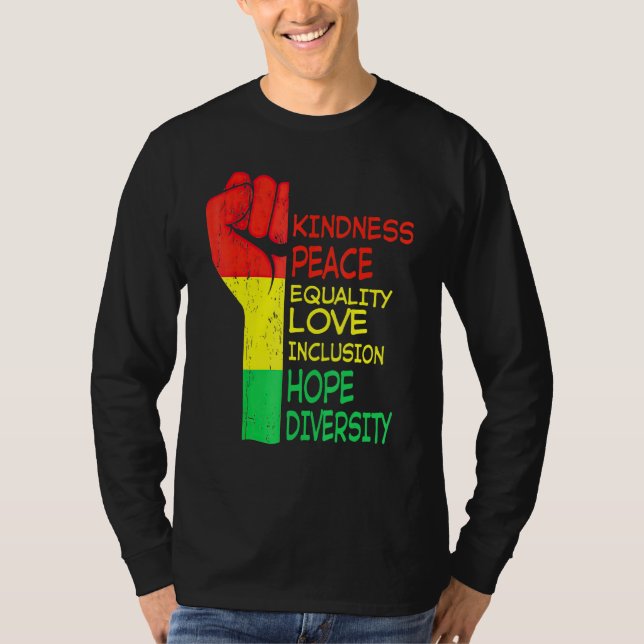 T-shirt Kindness Peace Equality Human Rights Inclusion Div (Devant)